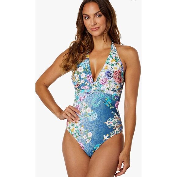 New. Johnny Was floral twist halter swimsuit. Size small. Retails $198 - Picture 4 of 14